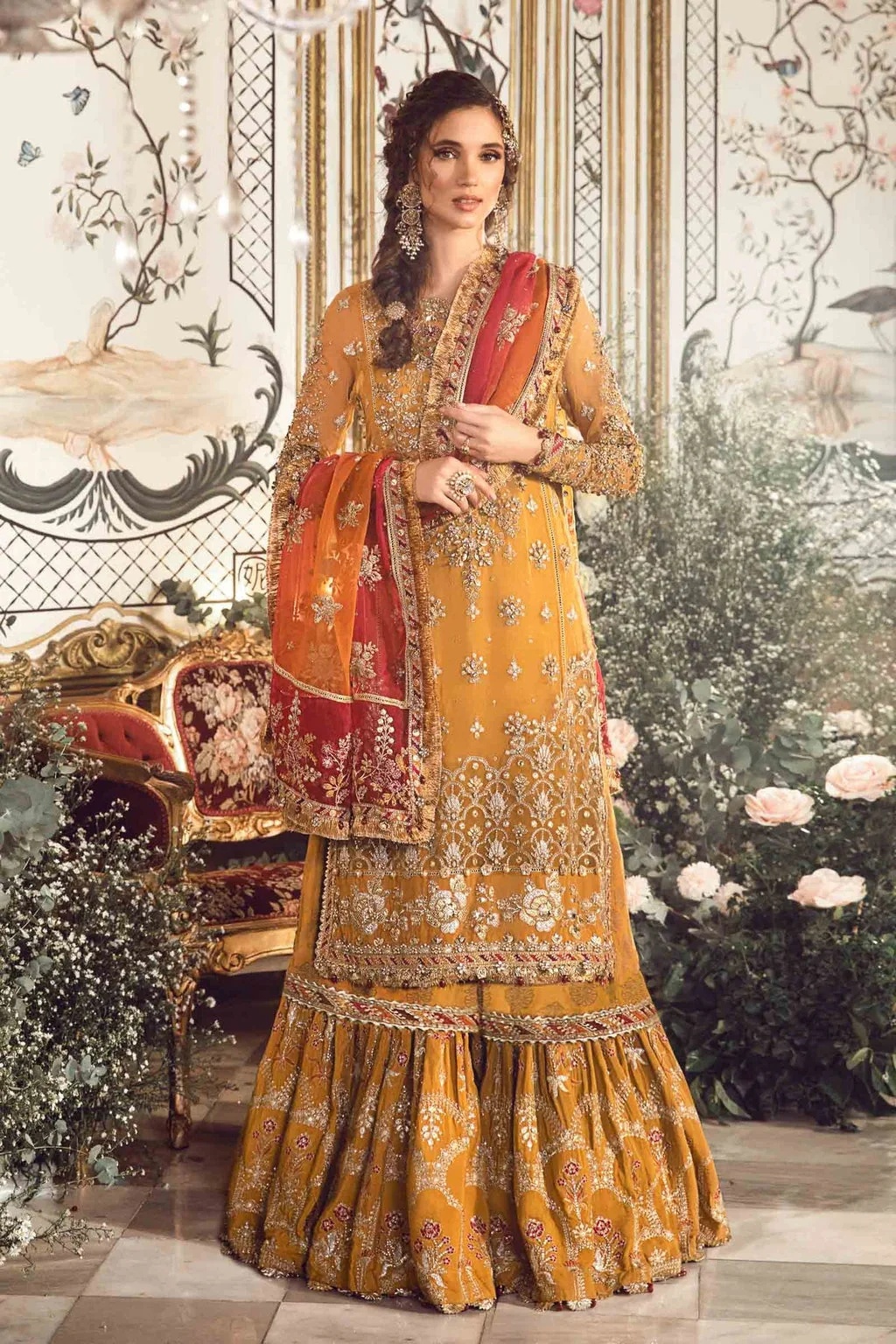 EMBROIDERED | MUSTARD BD-2707 pakistani fashion outfit in mustard…